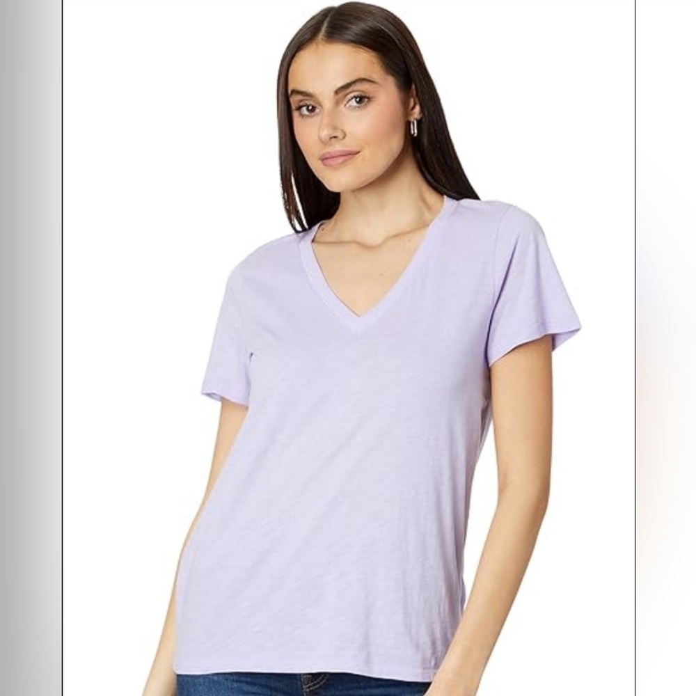 Sundry Light Purple V-Neck Short Sleeve Tee